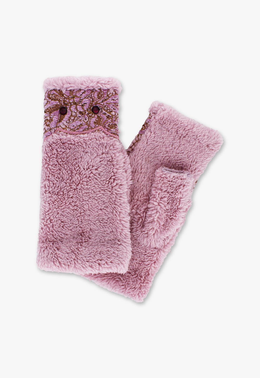 Lace design cat fingerless gloves