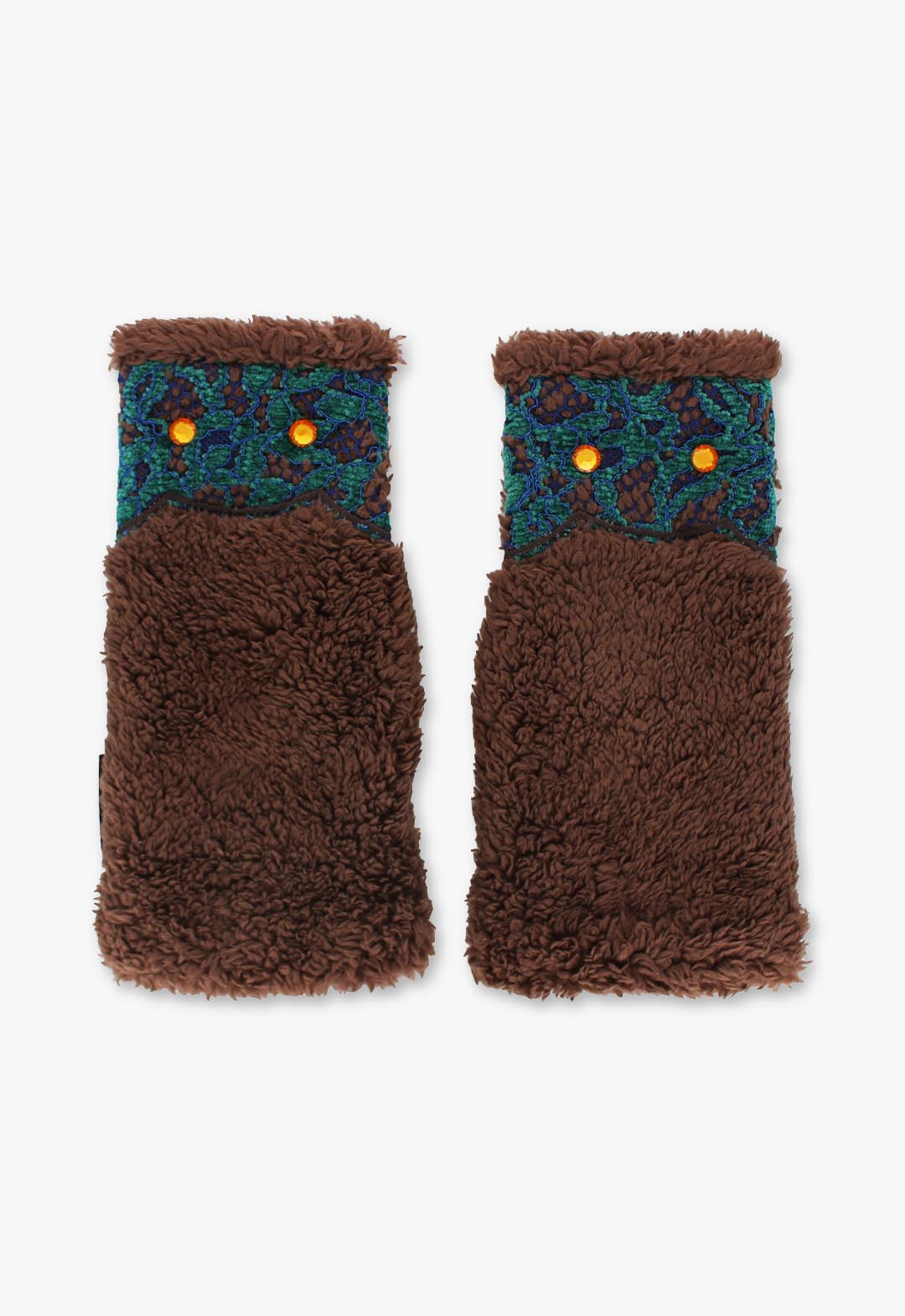 Lace design cat fingerless gloves