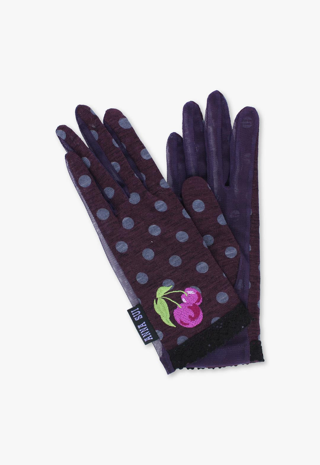 櫻桃圖案的防紫外線短手套