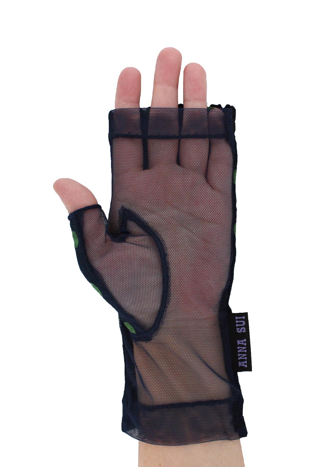 UV-cut gloves, short length, cherry print, fingerless