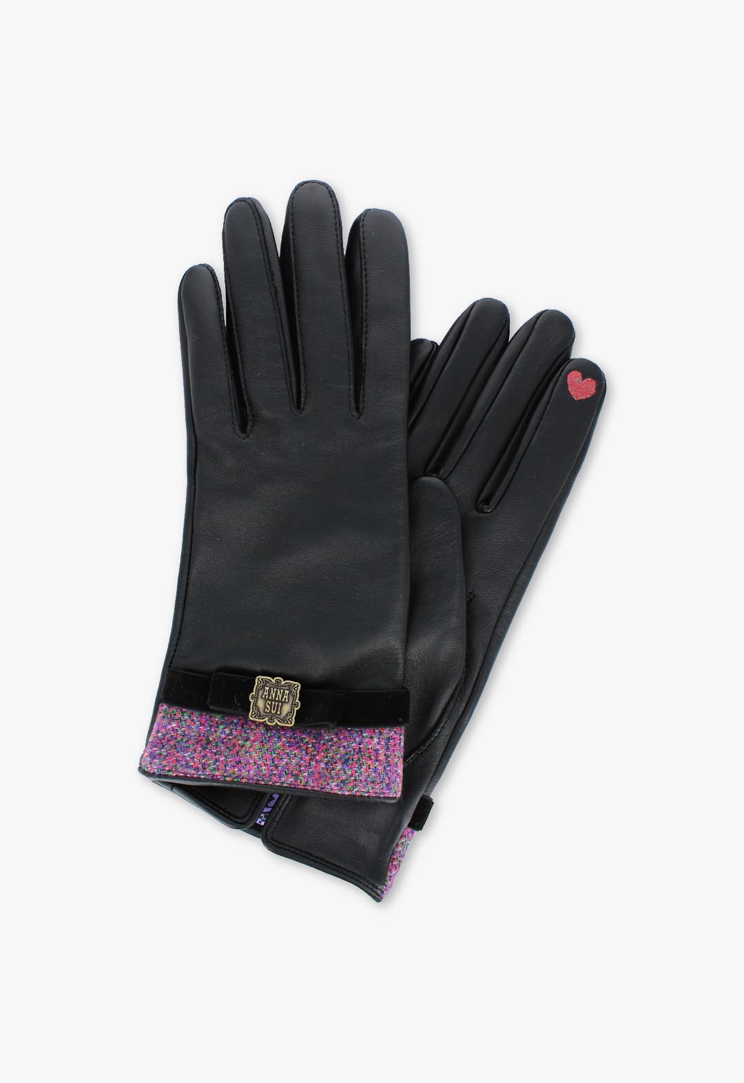 Smartphone-compatible leather gloves with metal plate
