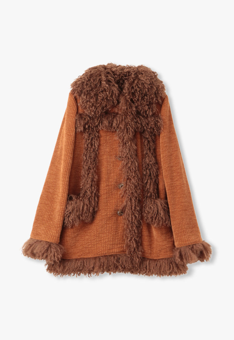 CORDUROY FAUX FUR TRIMMED JACKET