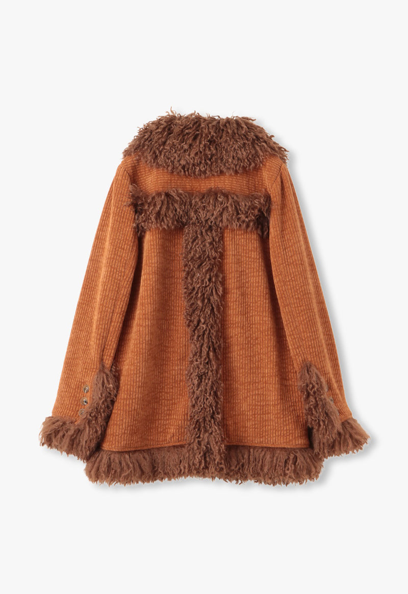 CORDUROY FAUX FUR TRIMMED JACKET