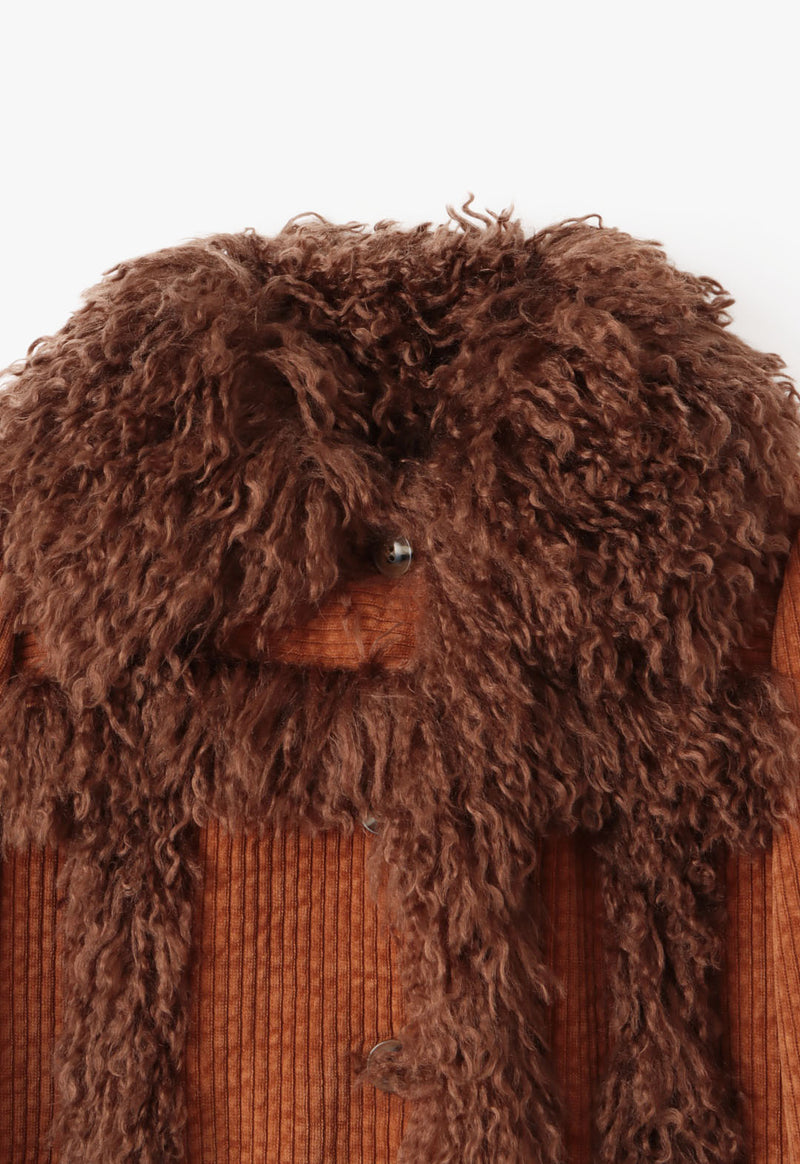 CORDUROY FAUX FUR TRIMMED JACKET