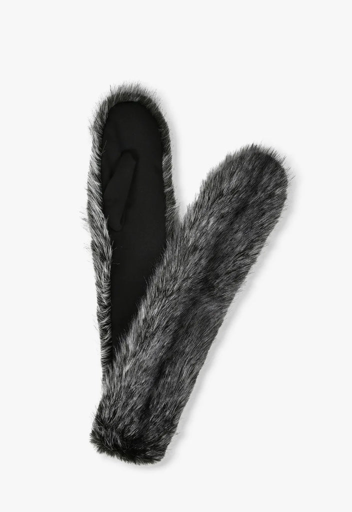FAUX SILVER FOX MITTENS