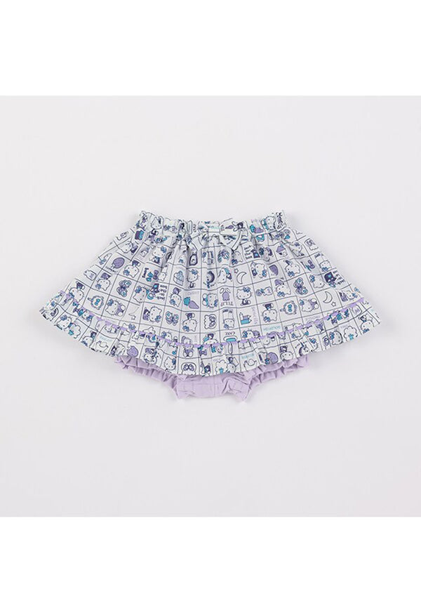 [HELLO KITTY 50th Anniversary] Cover pants with all-over pattern skirt