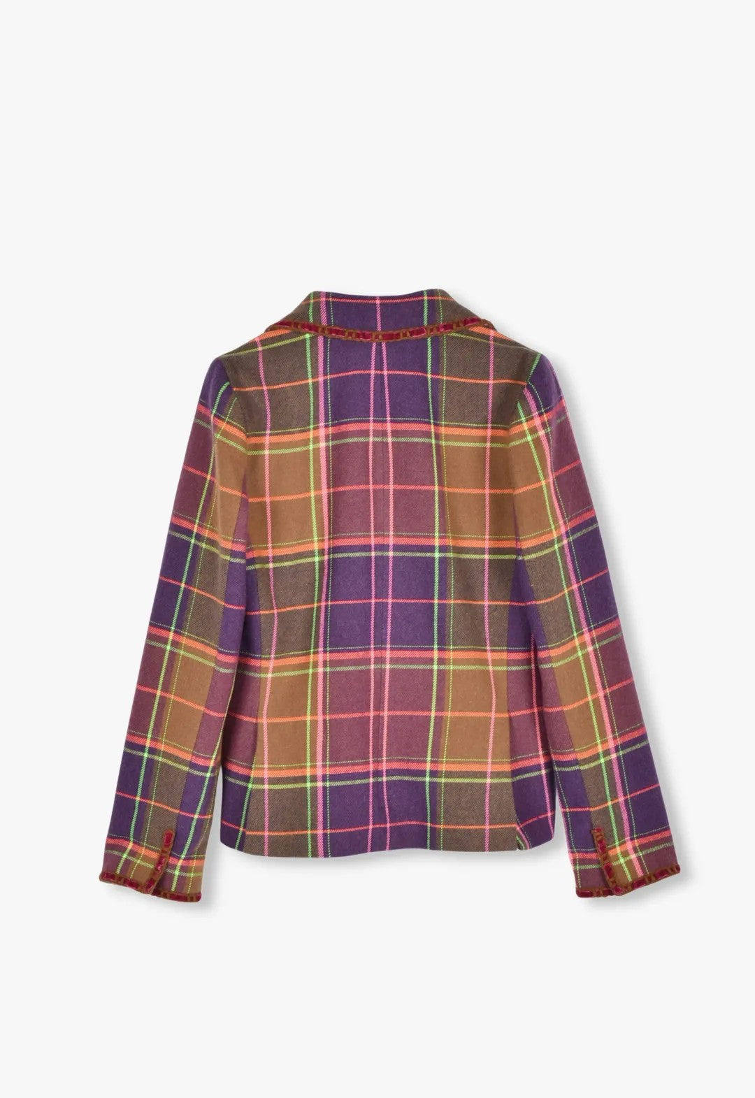 CARAMEL & MAGENTA PLAID RIBBON JACKET