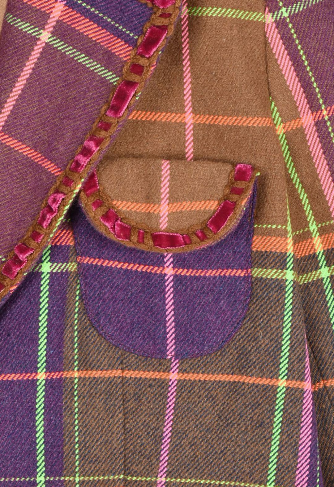 CARAMEL & MAGENTA PLAID RIBBON JACKET