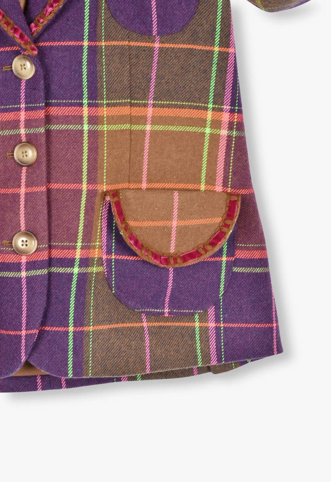 CARAMEL & MAGENTA PLAID RIBBON JACKET