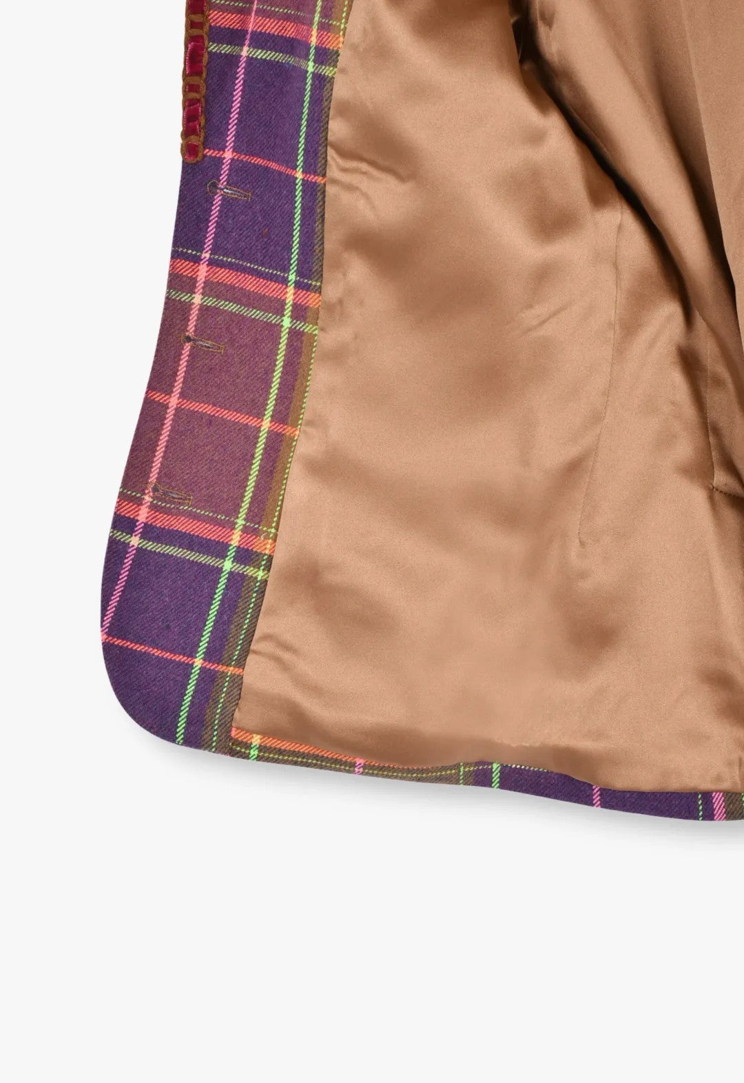 CARAMEL & MAGENTA PLAID RIBBON JACKET