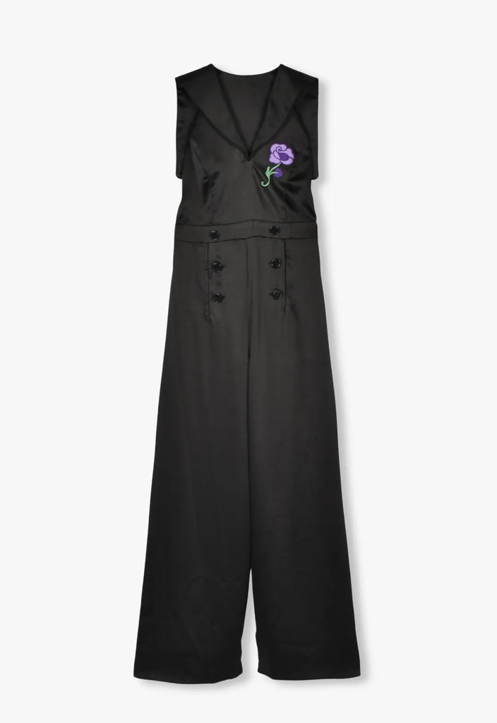 BOUDOIR SATIN EMBROIDERED JUMPSUIT