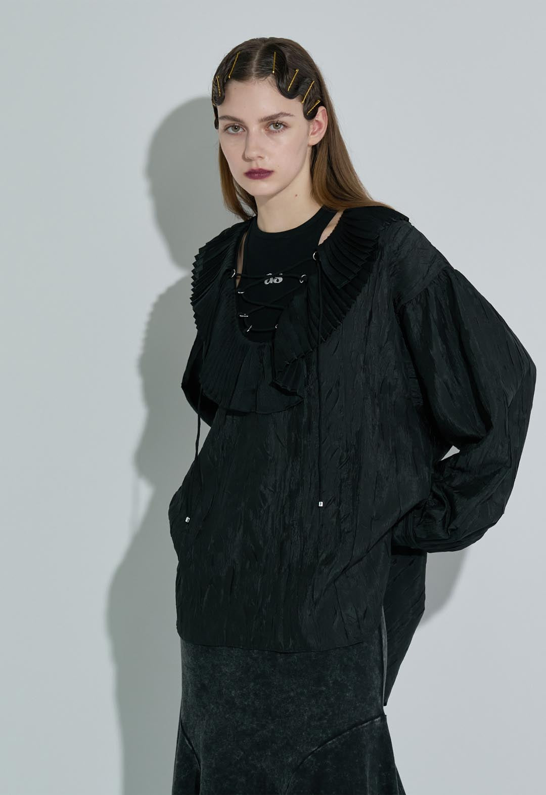 lace-up blouse