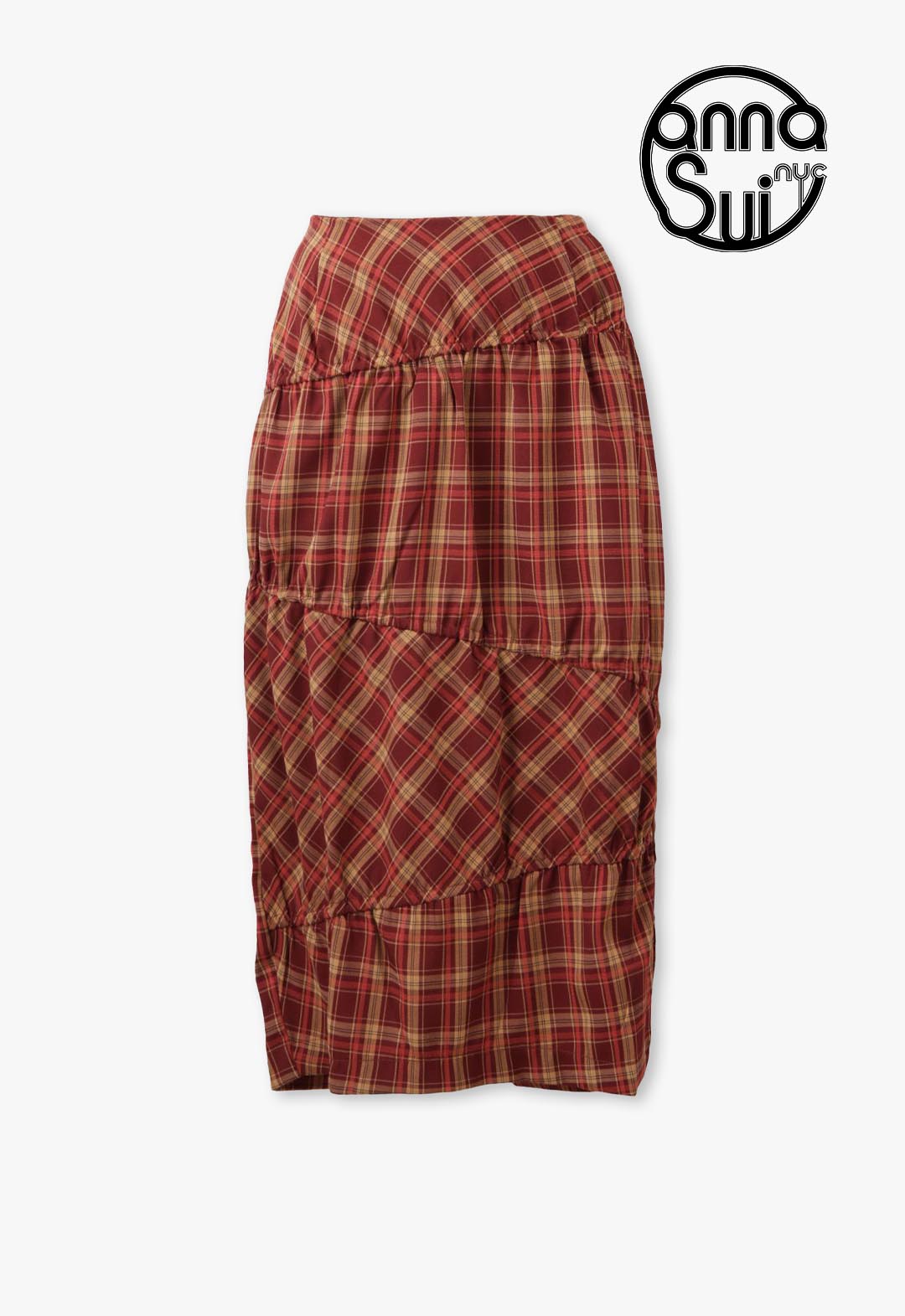 Check shirred skirt