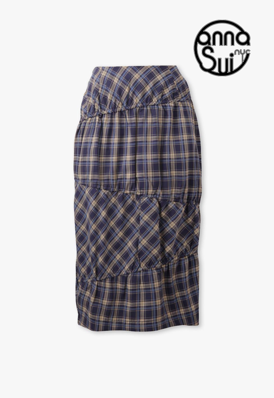 Check shirred skirt