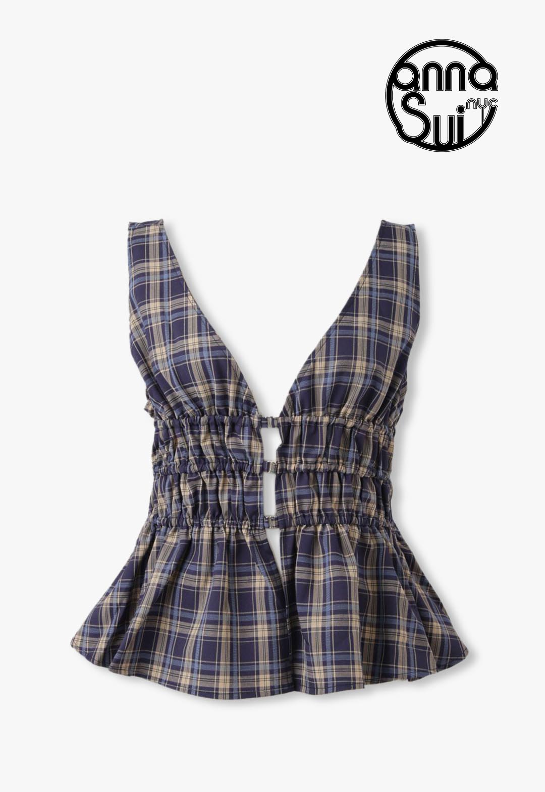 Checked Shirred Cami