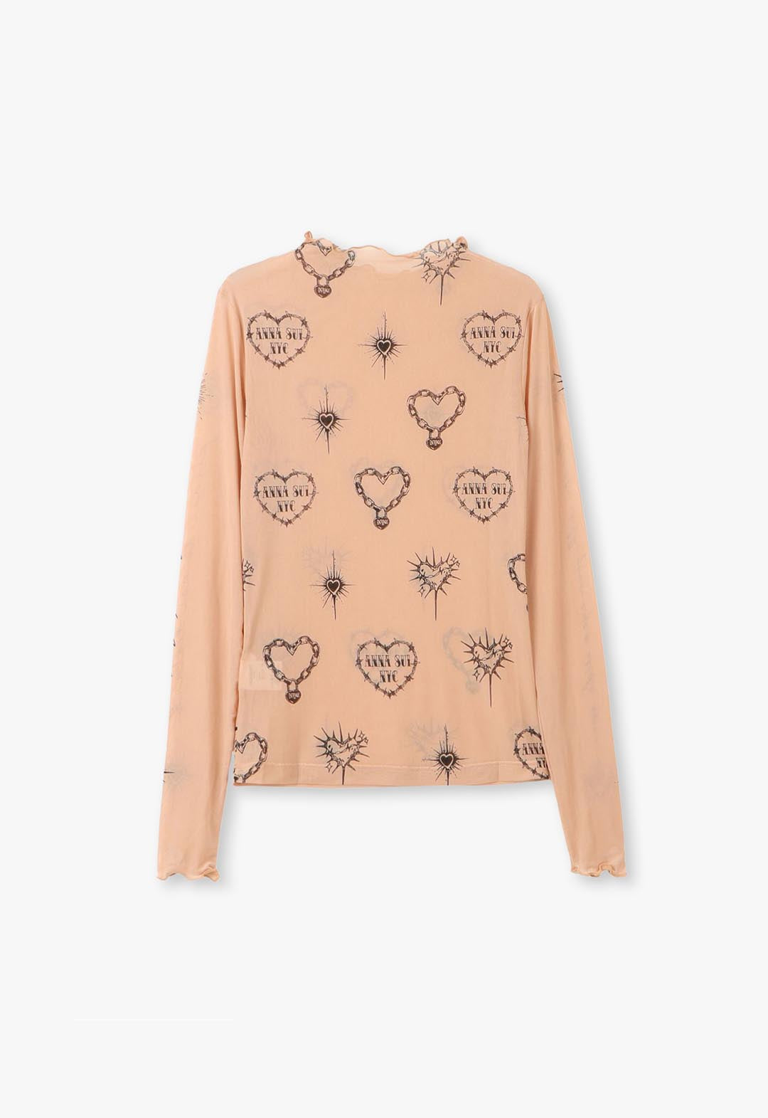 Heart print sheer top