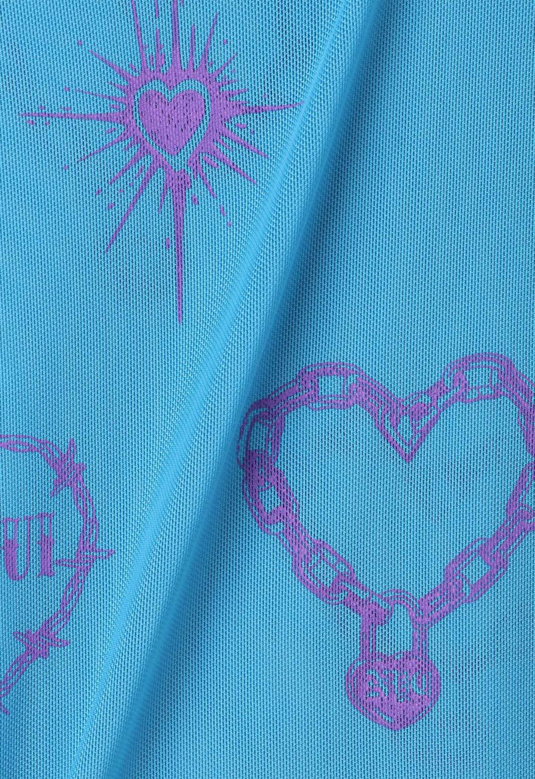 Heart print sheer top