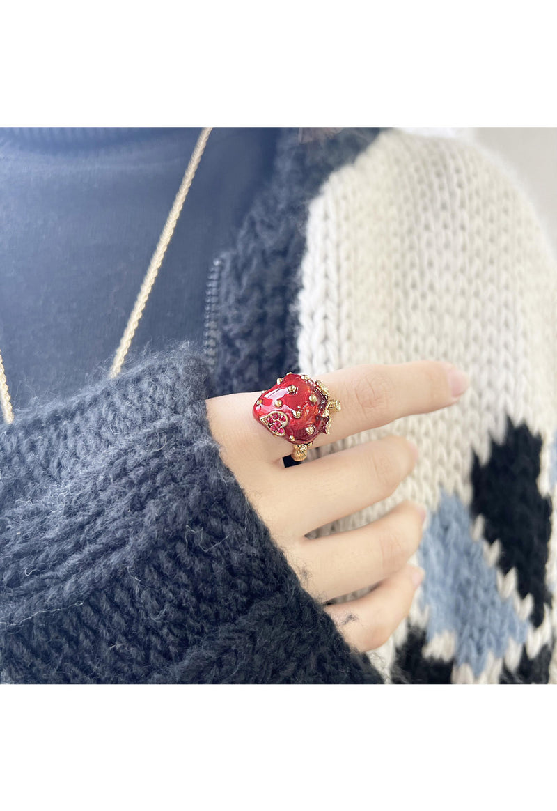 Strawberry motif ring