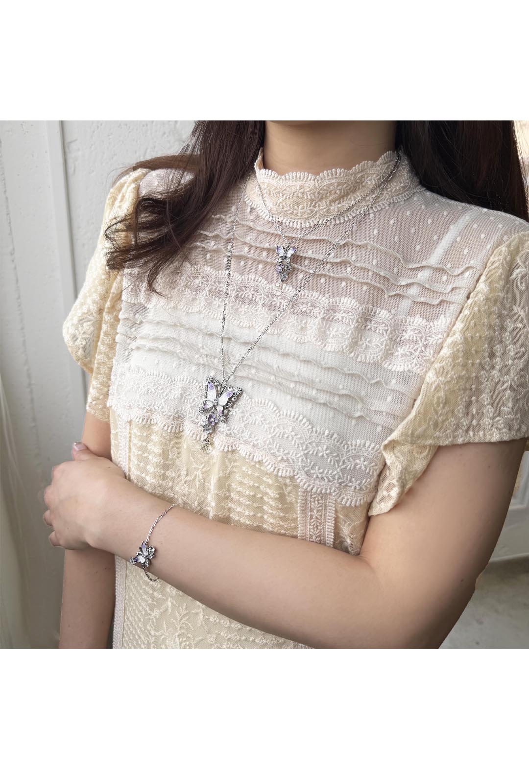 蝶 小花モチーフ ブレスレット