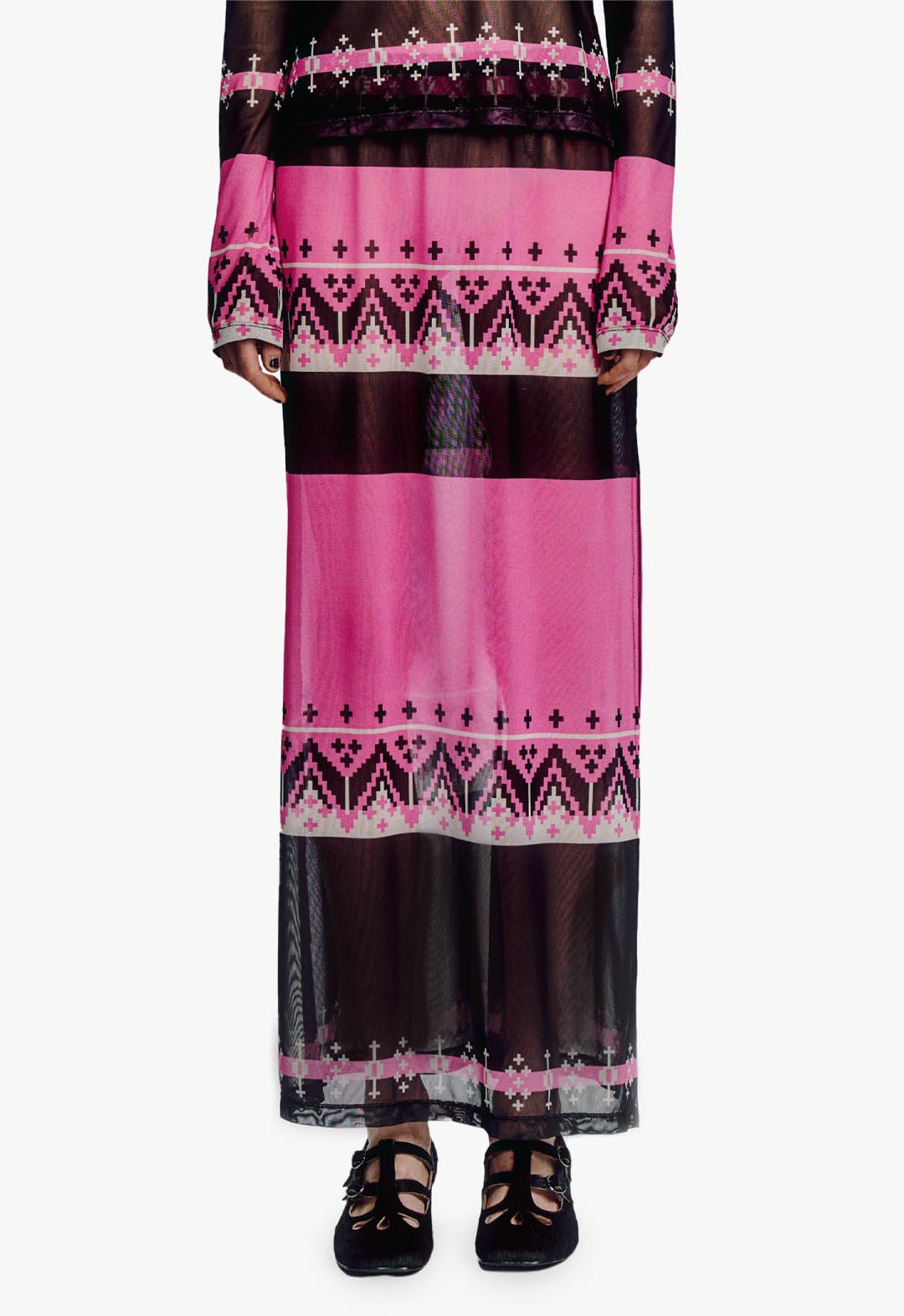 FAIR ISLE MESH SKIRT