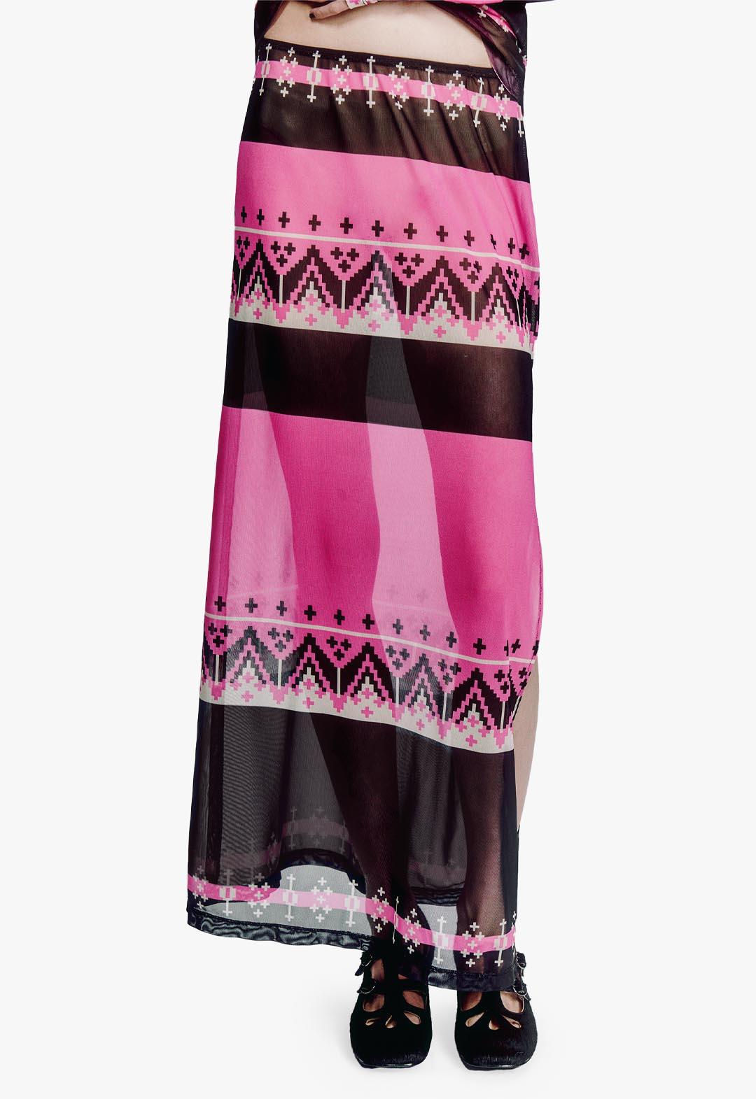 FAIR ISLE MESH SKIRT