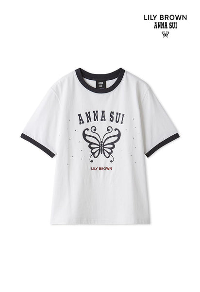 LILY BROWN×ANNASUI LILY BROWN×ANNA SUI】Butterfly Ringer Stone T-Shirt