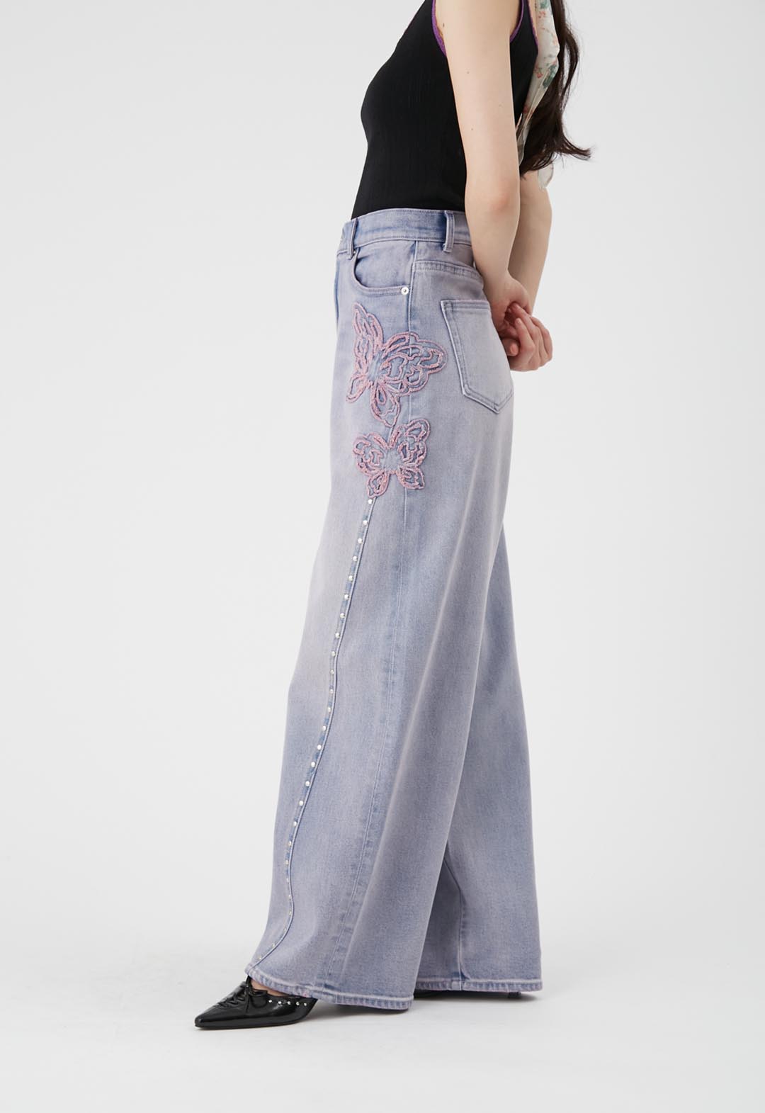 【LILY BROWN×ANNA SUI】Butterfly Wide Denim Pants