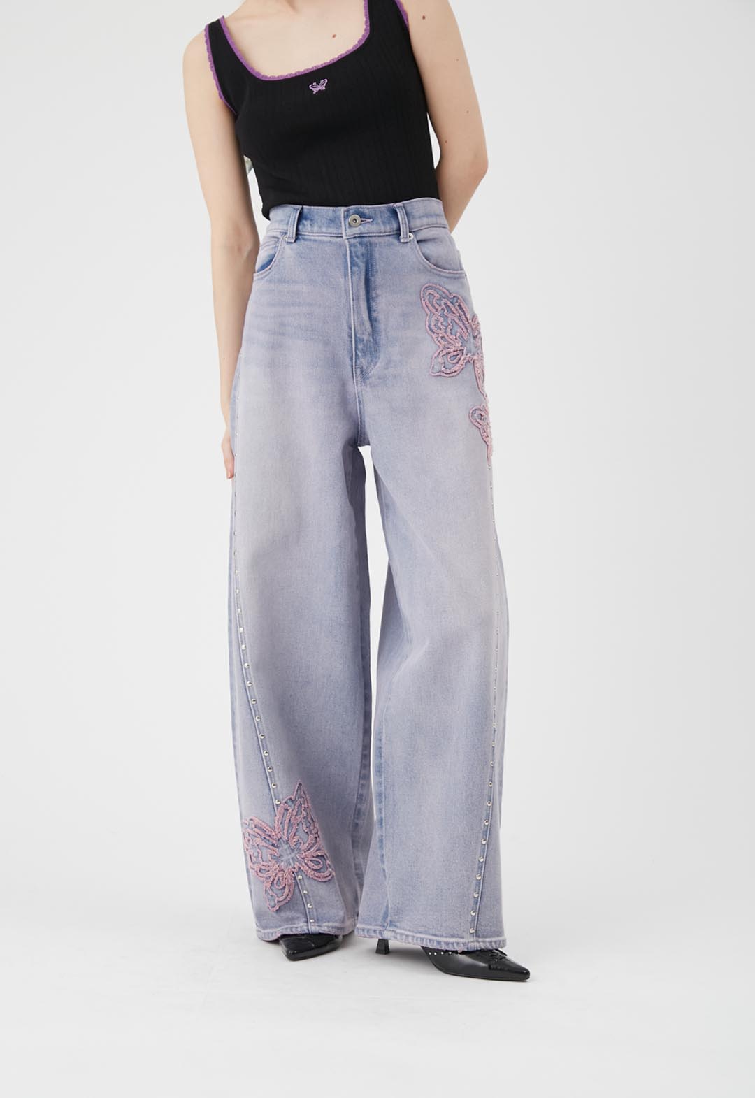 【LILY BROWN×ANNA SUI】Butterfly Wide Denim Pants