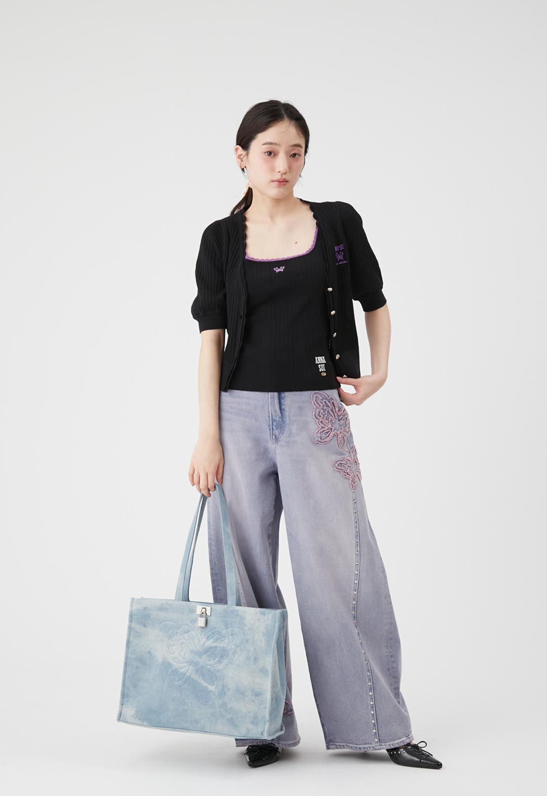 【LILY BROWN×ANNA SUI】Butterfly Wide Denim Pants