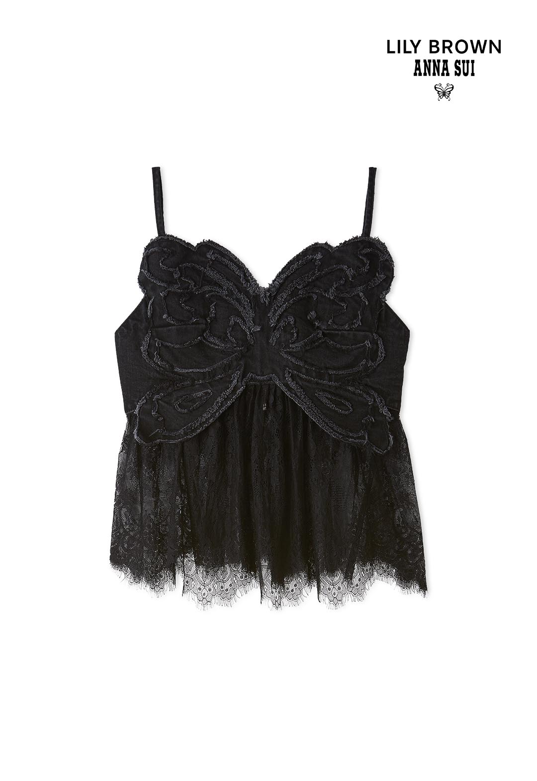 【LILY BROWN×ANNA SUI】バタフライレースデニムビスチェトップス