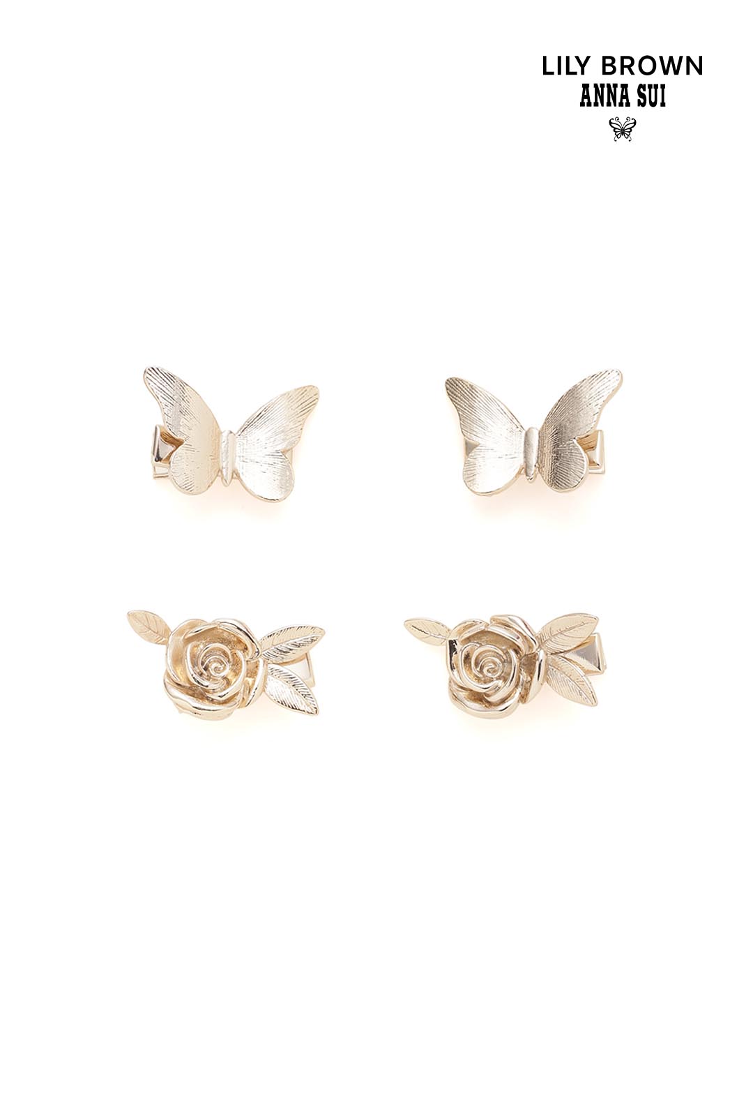 【LILY BROWN×ANNA SUI】Butterfly & Rose Hair Clip Set