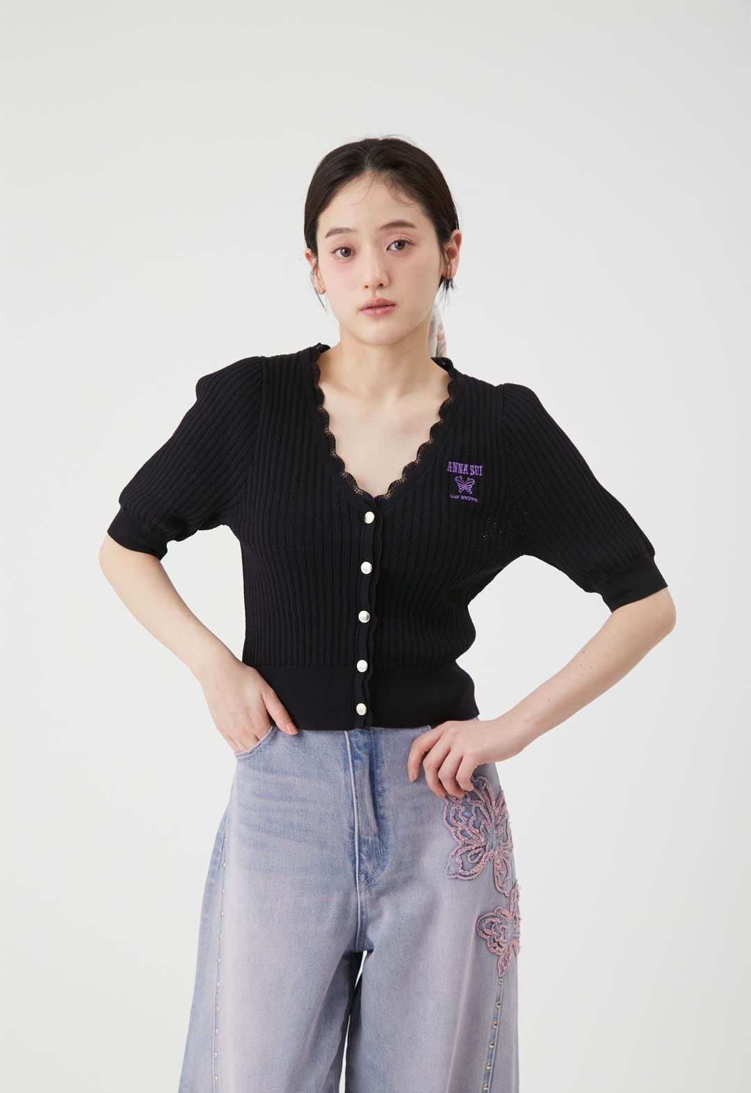 【LILY BROWN×ANNA SUI】Lace Knit Cardigan