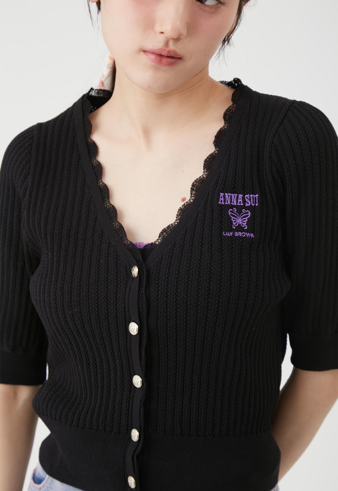 【LILY BROWN×ANNA SUI】Lace Knit Cardigan