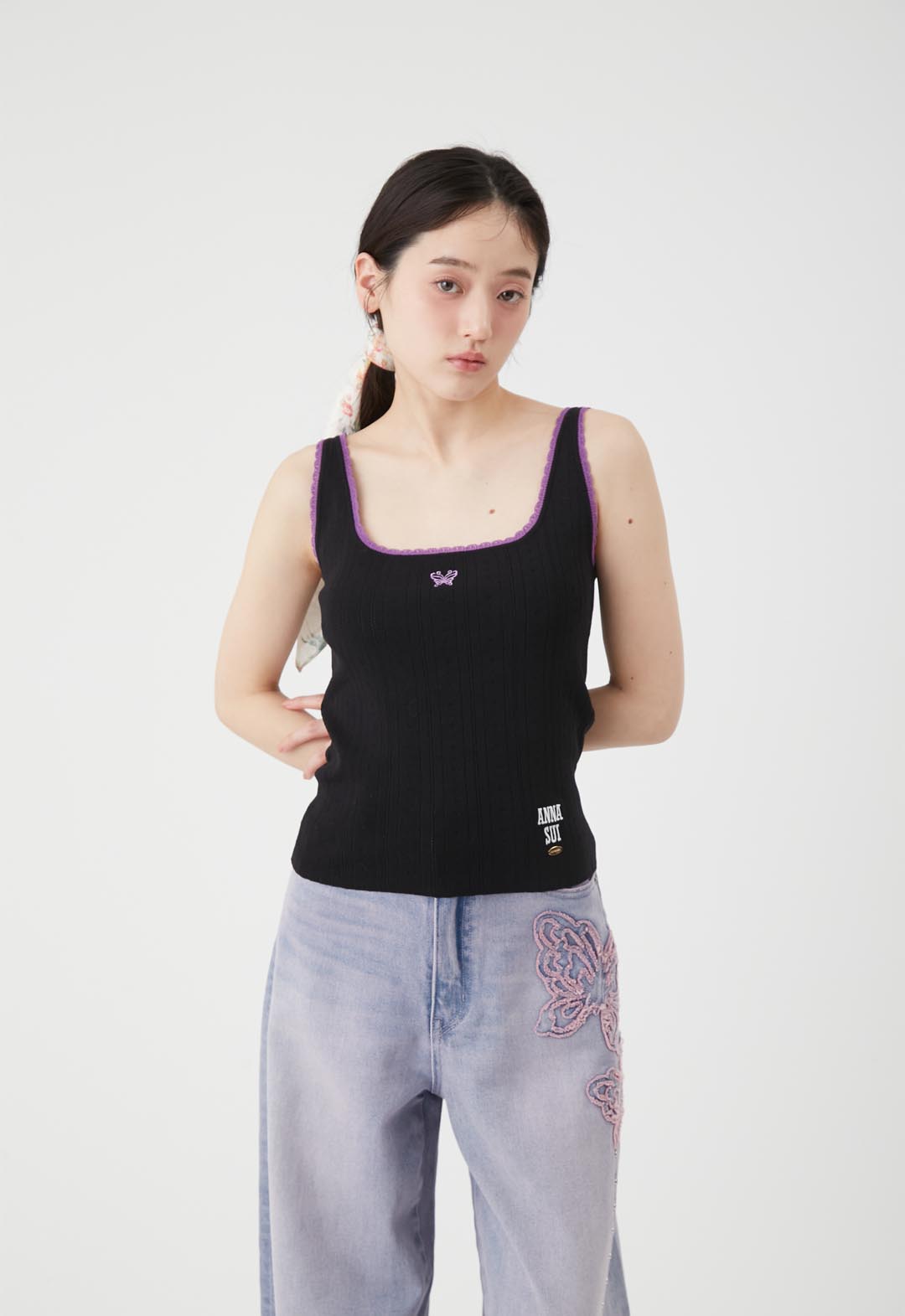 【LILY BROWN×ANNA SUI】Two-tone knit camisole