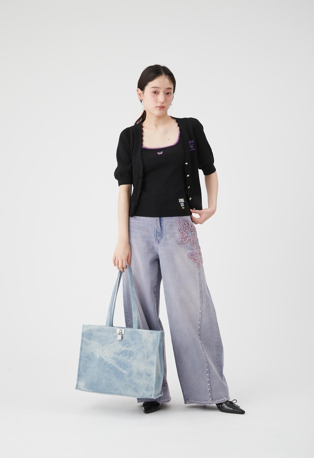 【LILY BROWN×ANNA SUI】Two-tone knit camisole