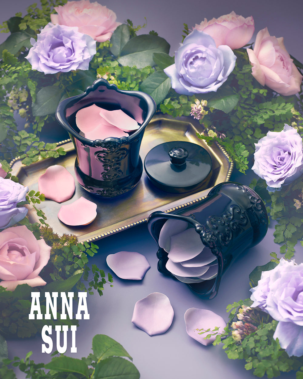 ANNA SUI フラワー ロングネックレス ピンク アナスイ 薔薇 バラ-