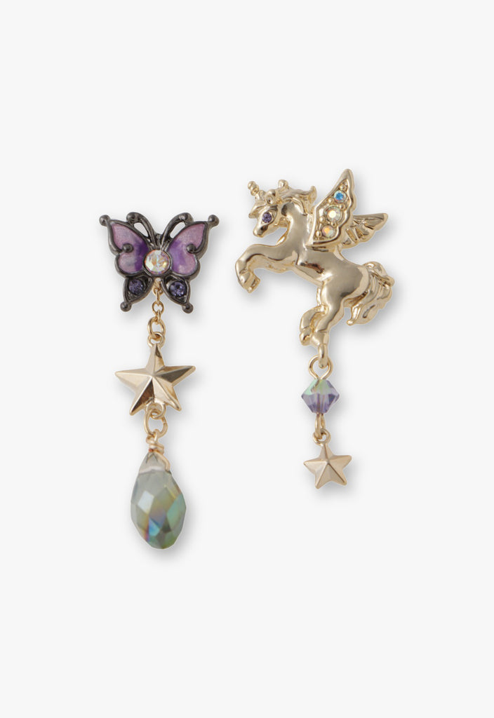 Butterfly unicorn motif earrings