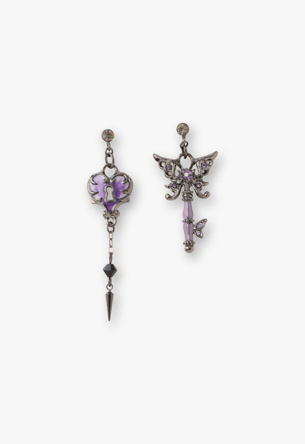 Butterfly key motif earrings