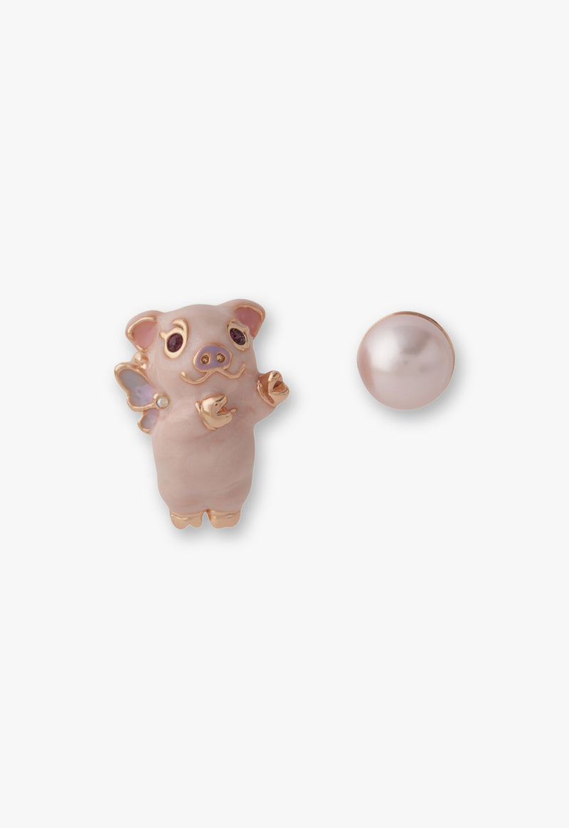 Mini pig motif earrings