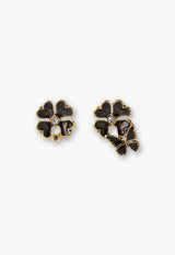 Clover and butterfly motif earrings