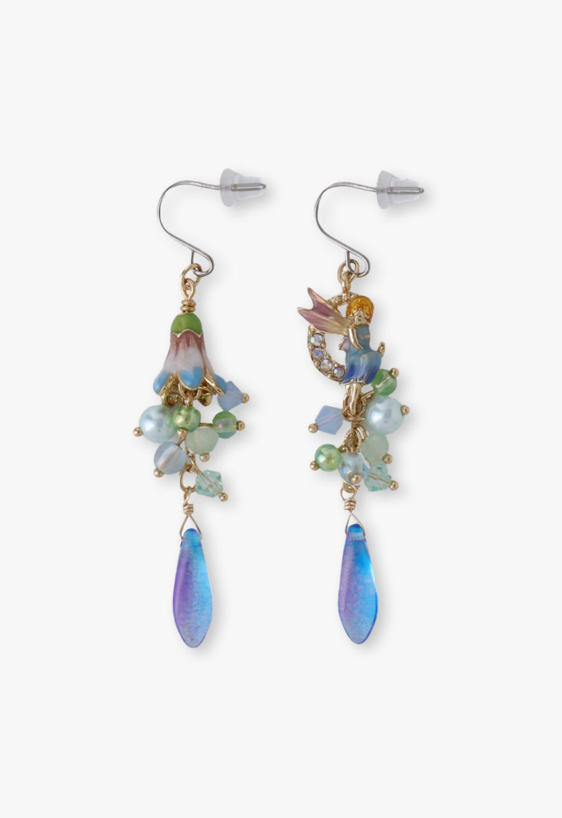 Fairy and snowdrop motif earrings