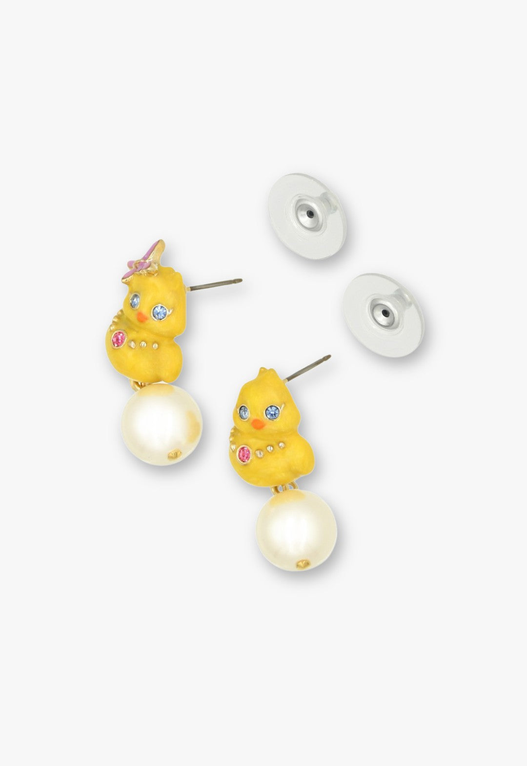 Chick motif earrings