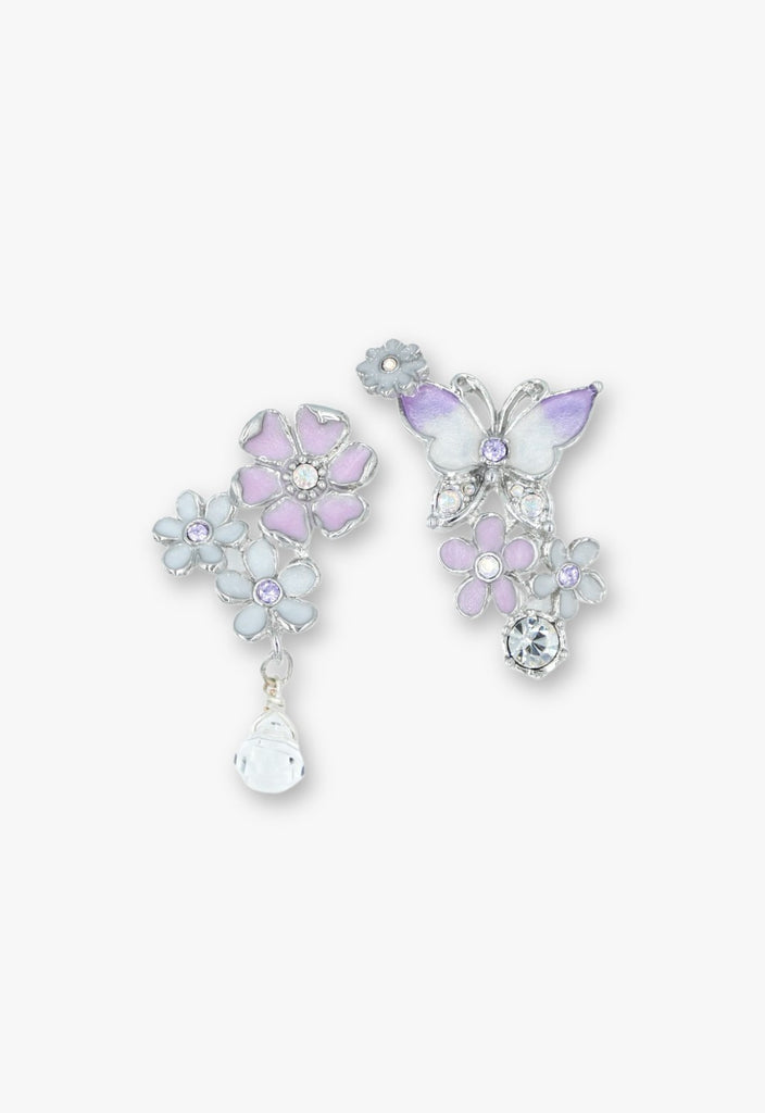 蝶 小花モチーフ ピアス