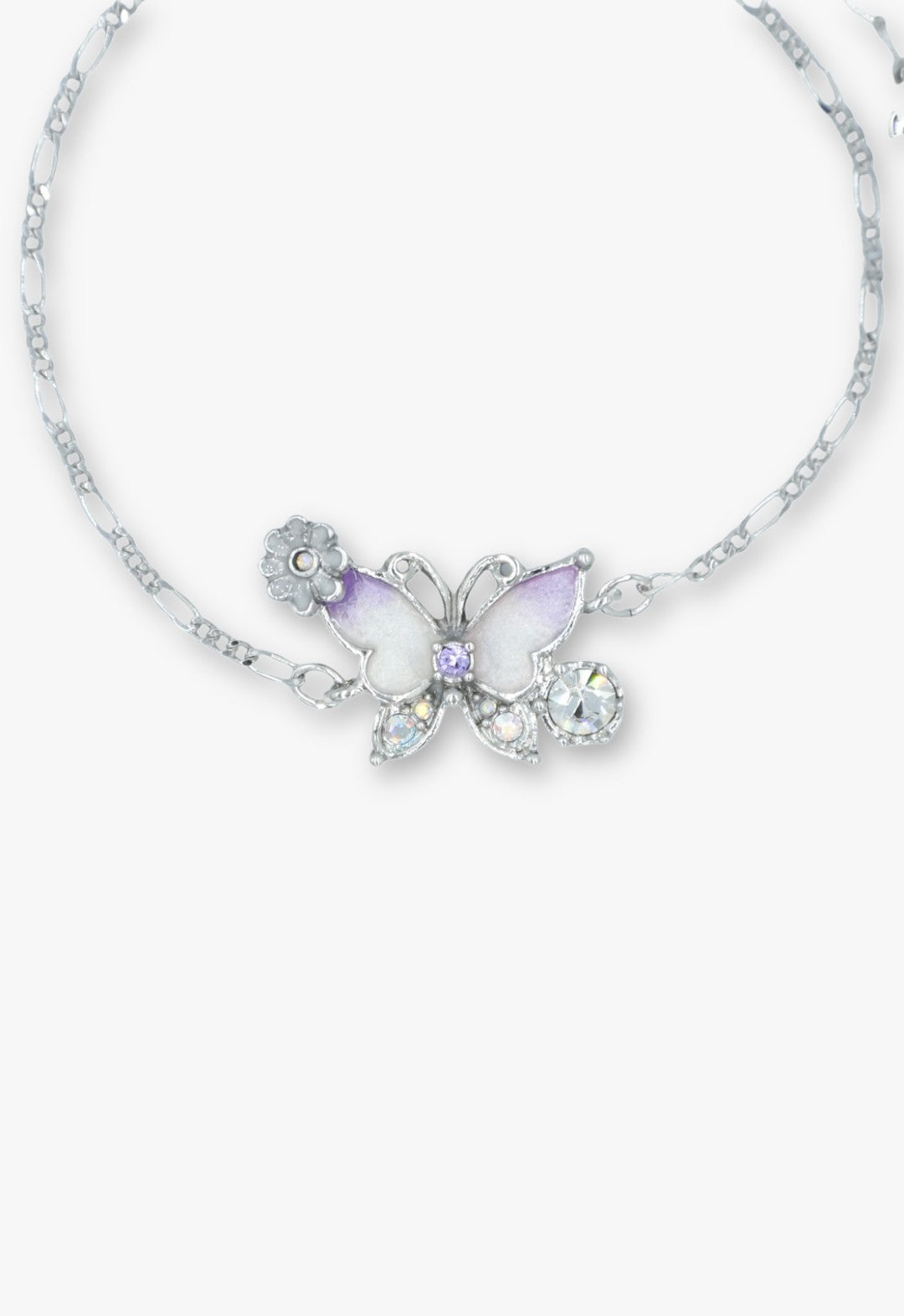 Butterfly and small flower motif bracelet