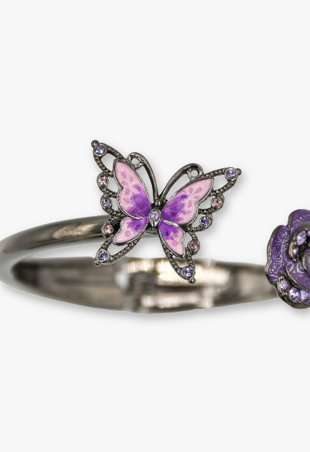 Butterfly and rose motif bangle