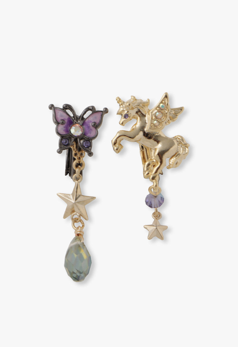 Butterfly unicorn motif earring