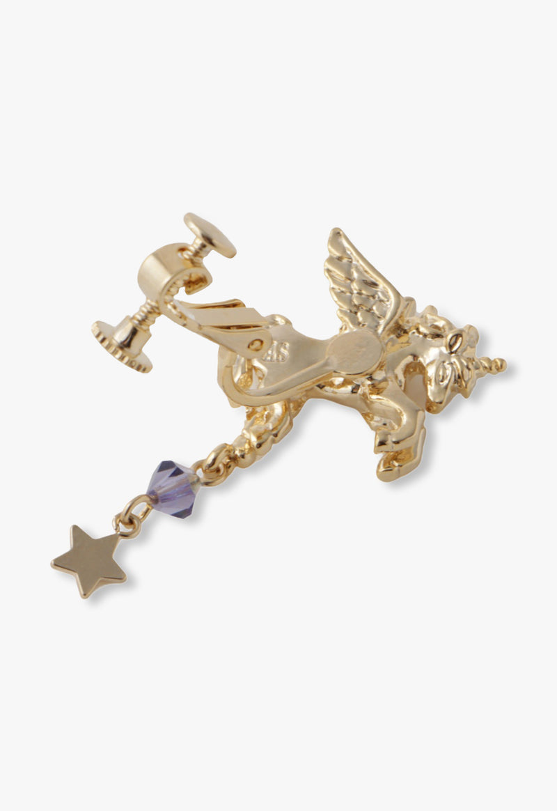 Butterfly unicorn motif earring