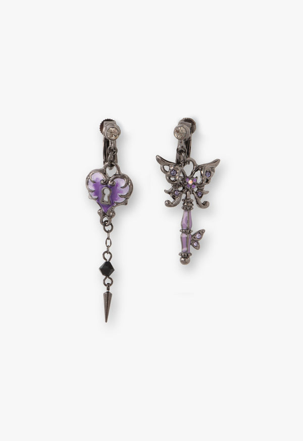 Butterfly key motif earring