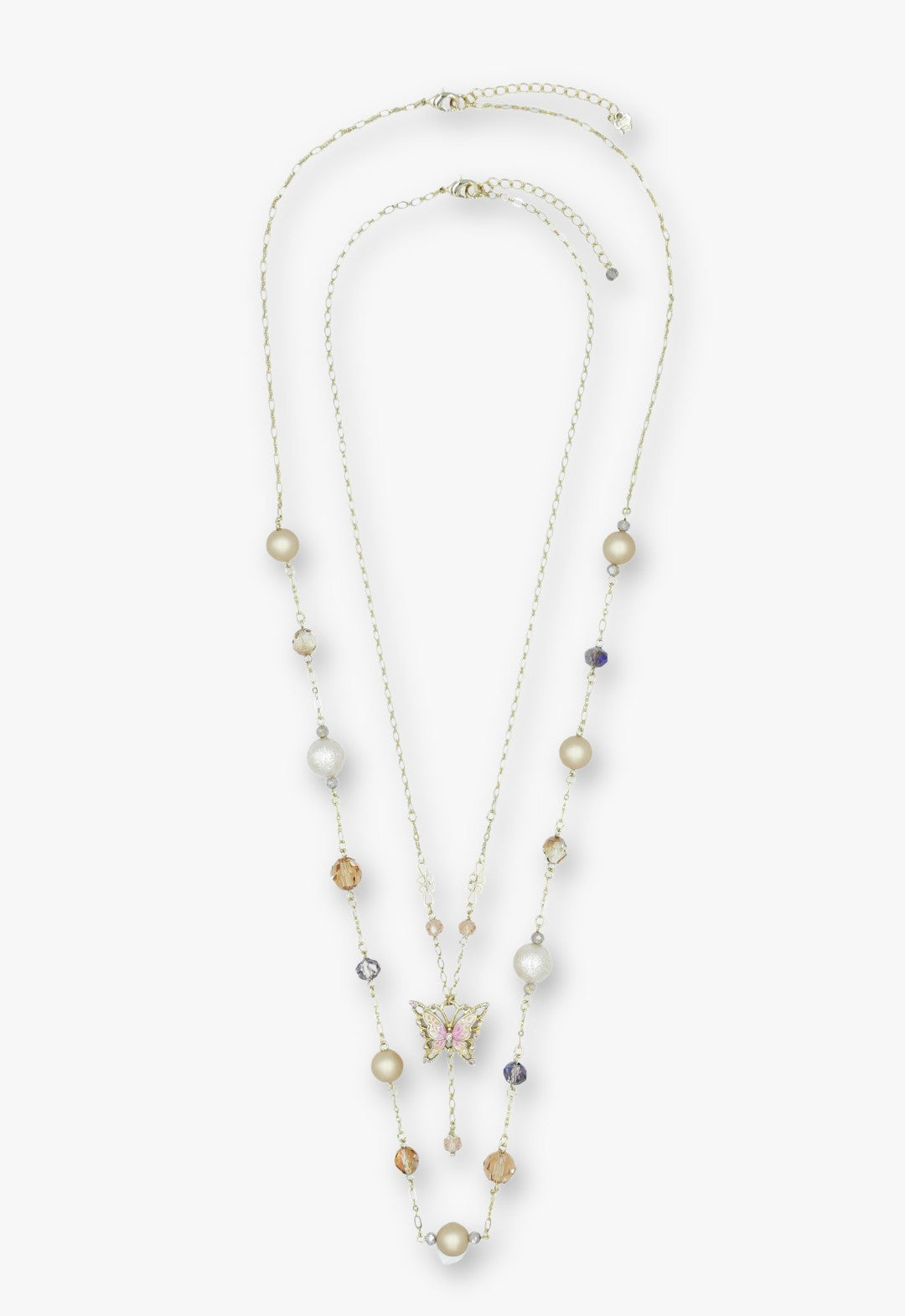 Butterfly motif 2-piece set necklace