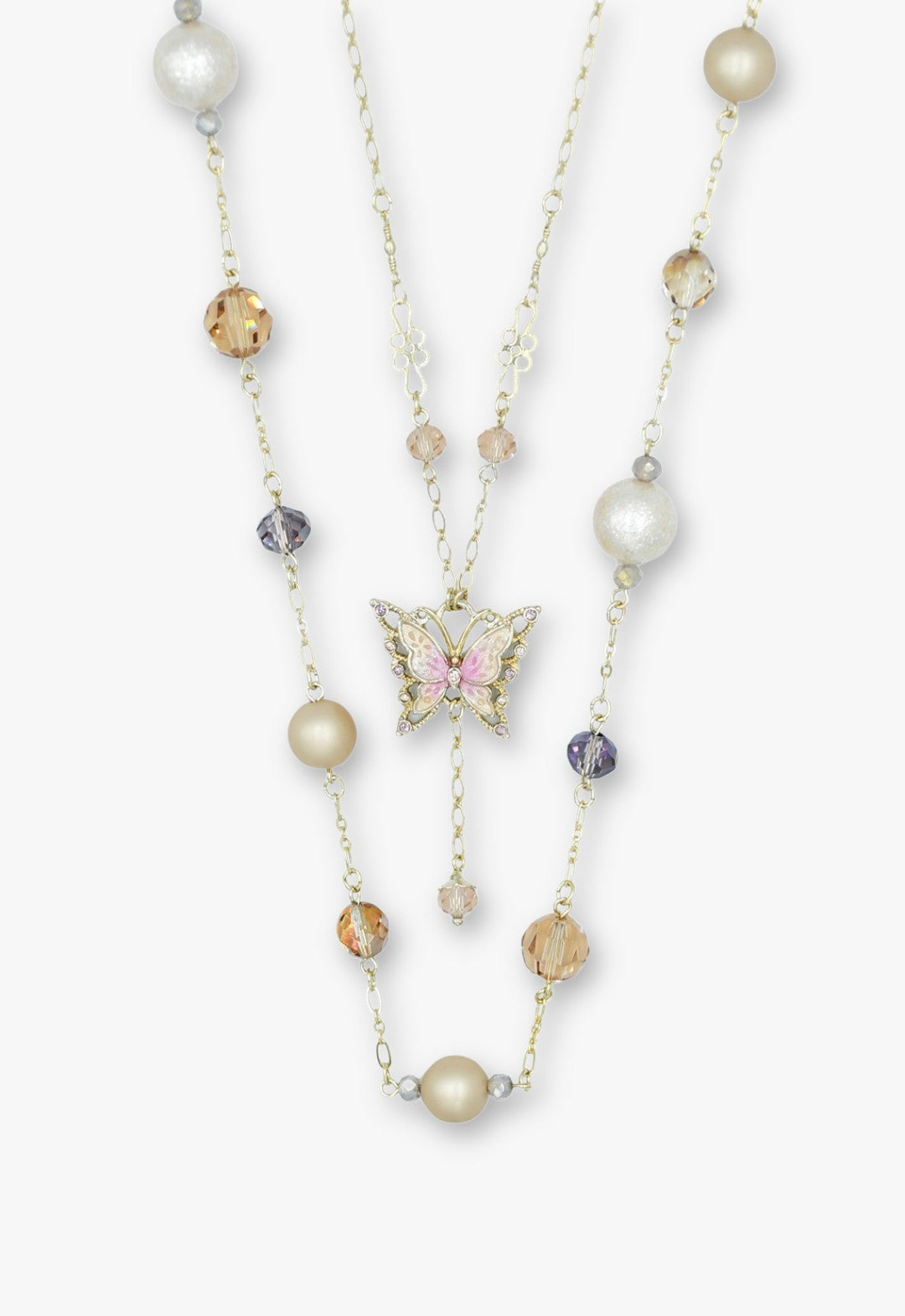 Butterfly motif 2-piece set necklace